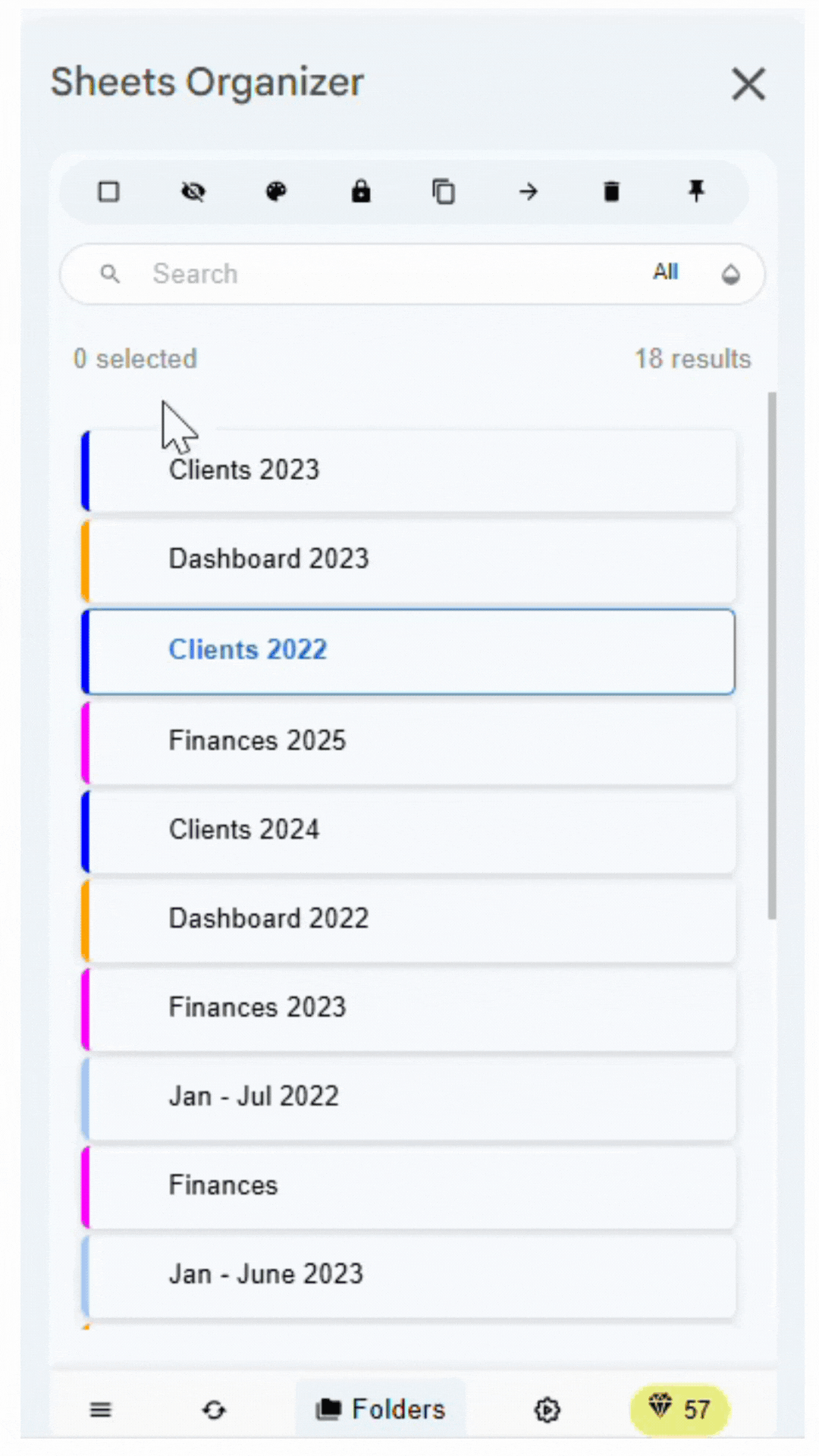 Color multiple sheets