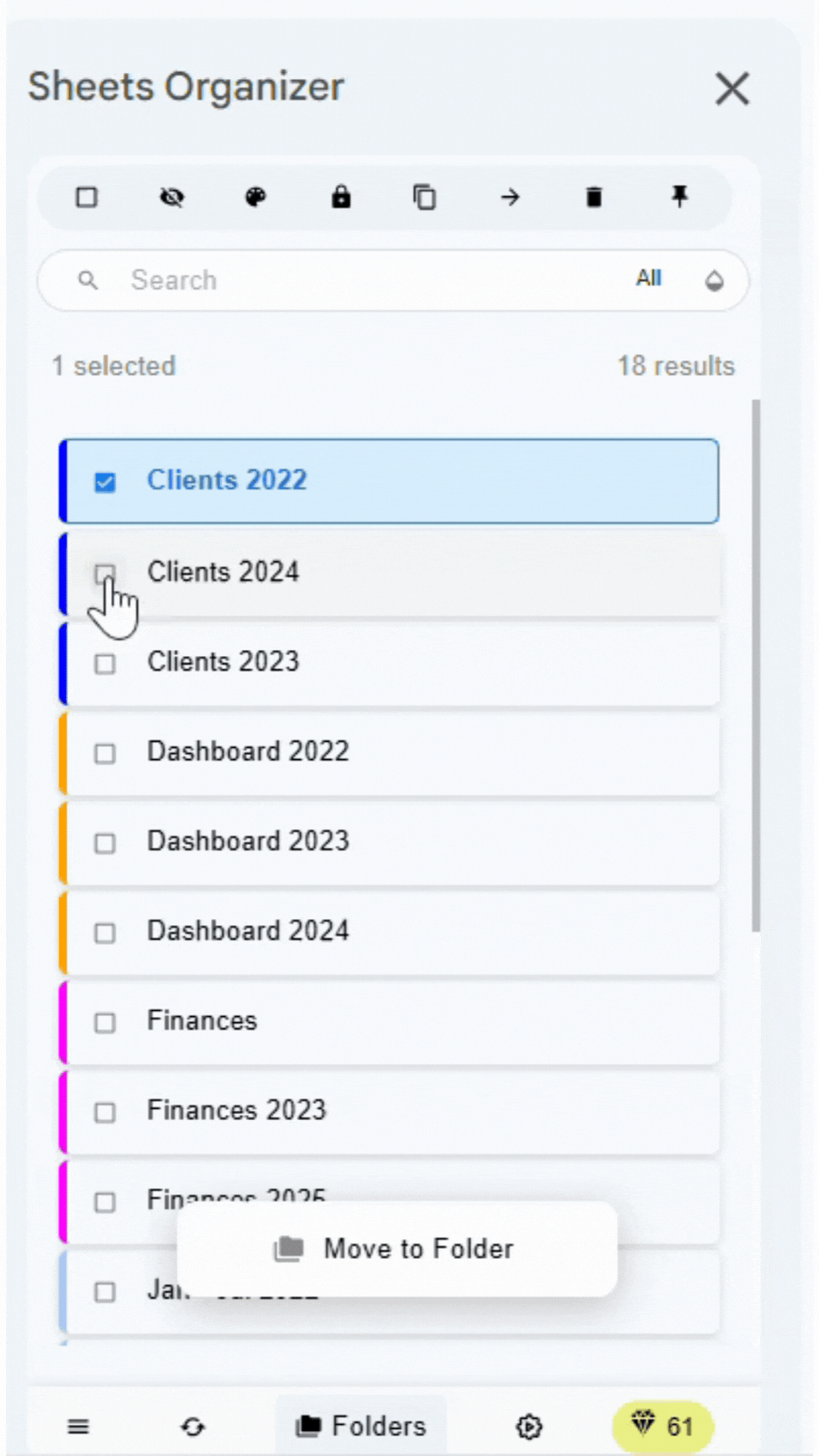 Select multiple sheets